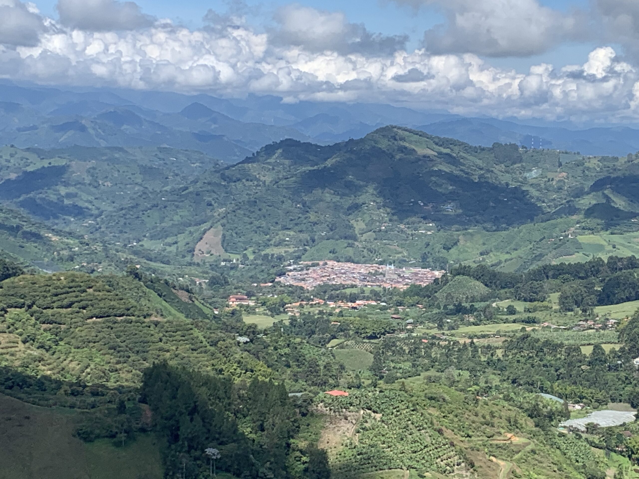 View of the town of Jardin and the many of the coffee plantations around the hills of this coffee region